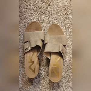 Anne Klein Sport Gold Slide Sandals